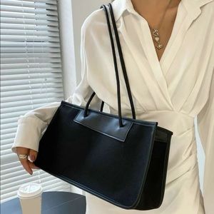 Black Shoulder Tote Bag - Casual + Upscale